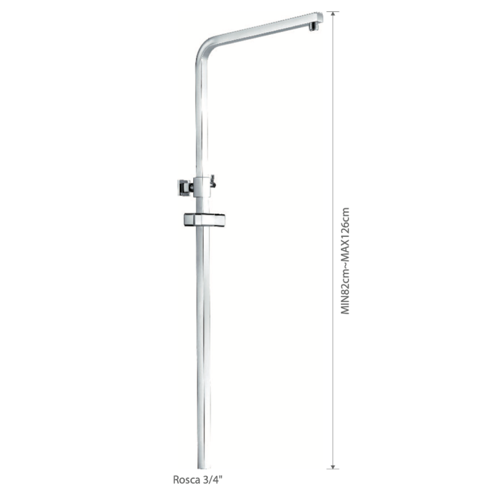 Imex RR0013 Βέργα Ντους με ύψος min 82cm ~ max 126cm, Χρώμιο