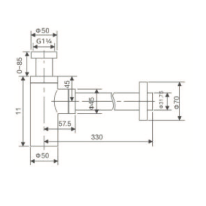 Imex SCL002/NG Σιφώνι Νιπτήρα Στρογγυλό Μαύρο Ματ