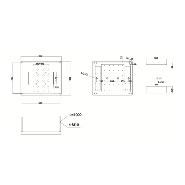 Imex Sumatra GTS019/P Σετ Μίκτης, Τηλέφωνο & Κεφαλή Ντουζ Εντοιχισμού Ντουζιέρας 4 Εξόδων Χρώμιο