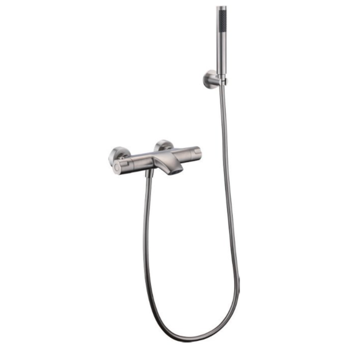 Imex Moscu BDK034-4 Αναμεικτική Μπαταρία Μπανιέρας Θερμοστατική Πλήρες Σετ Inox Ασημί