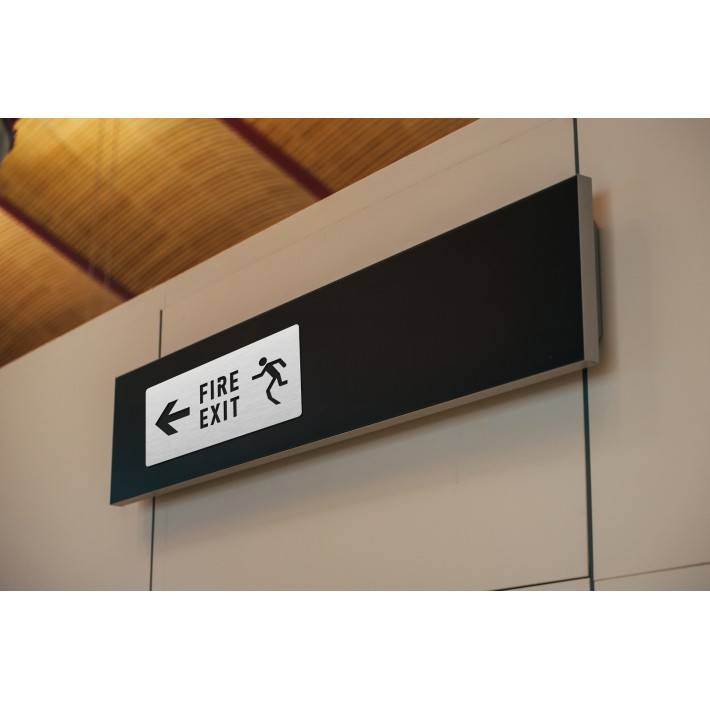 Zogometal 943 Σήμανση Εξοδος Κινδύνου Fire Exit 100x300mm Μαύρη