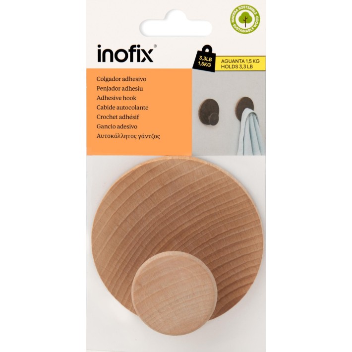 Γάντζος Αυτοκόλλητος LUMO Σε Ανοιχτό Ξύλο 1492-8 Inofix