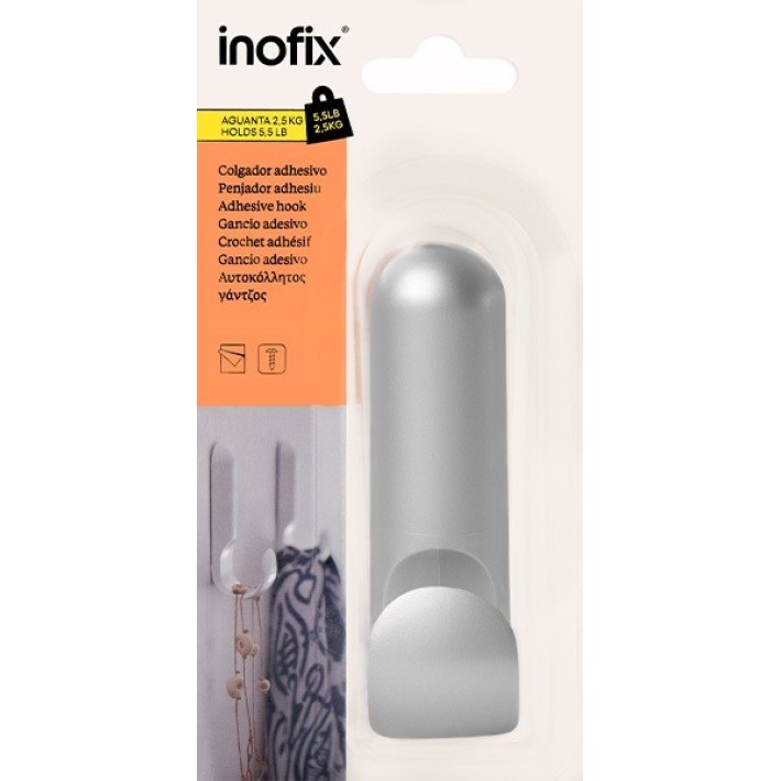 Κρεμάστρα Αυτοκόλλητη Atlas 111x31x42mm., Σηκώνει Εως 2,5Kg 2181-2 Λευκή Inofix
