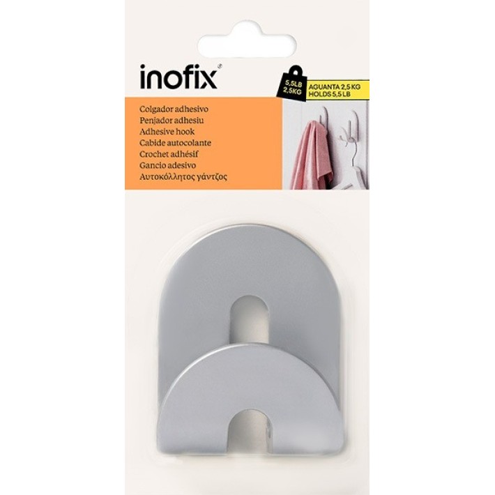 Κρεμάστρα Αυτοκόλλητη Calma 80x64x36mm., Σηκώνει Εως 2,5Kg 2182-7 Χρώμιο Ματ Inofix