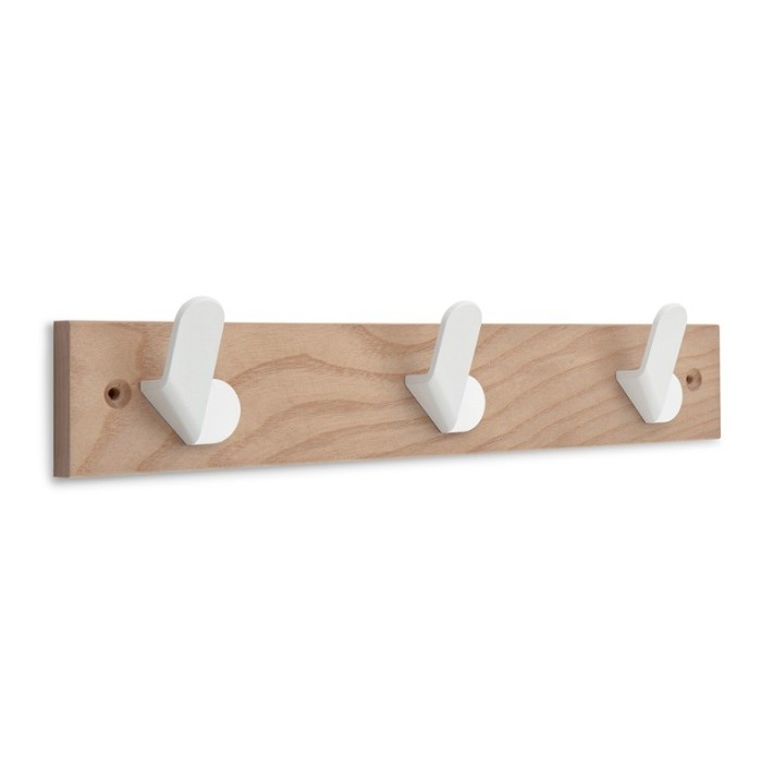 Inofix 3723-2 Κρεμάστρα Τριπλή 6,8x36x5,1εκ.Φυσικό Ξύλου- Λευκό