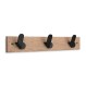 Inofix 3723-3 Κρεμάστρα Τριπλή 6,8x36x5,1εκ.Φυσικό Ξύλου- Μαύρο