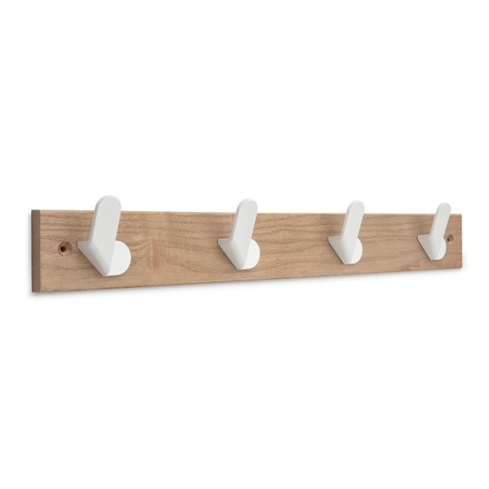 Inofix 3724-2 Κρεμάστρα Τετραπλή 6,8x48,8x5,1εκ.Φυσικό Ξύλου- Λευκό