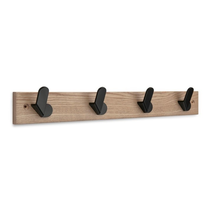 Inofix 3724-3 Κρεμάστρα Τετραπλή 6,8x48,8x5,1εκ.Φυσικό Ξύλου- Μαύρο