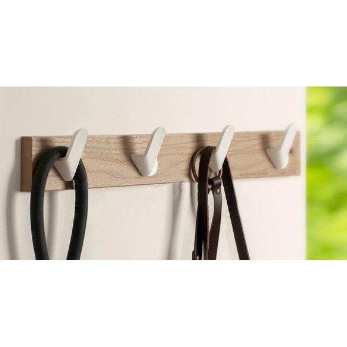 Inofix 3724-2 Κρεμάστρα Τετραπλή 6,8x48,8x5,1εκ.Φυσικό Ξύλου- Λευκό