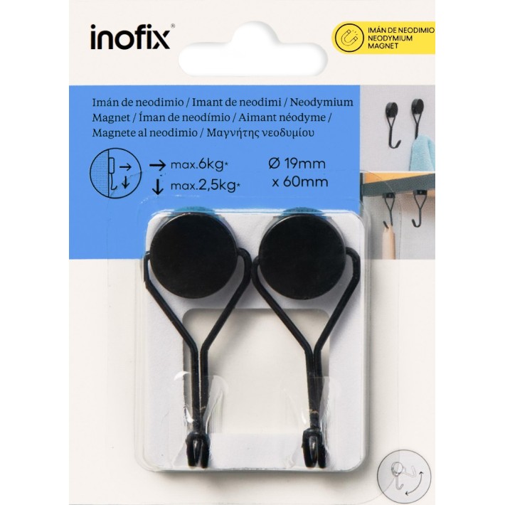 Inofix 4303-1 Μαγνήτης Με Μετακινούμενο Άγκιστρο 19x6mm