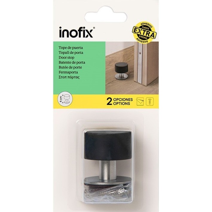 Inofix 3168-3 Στόπερ Ψηλό Πόρτας ή Τοίχου 40x40mm Νίκελ Ματ- Μαύρο