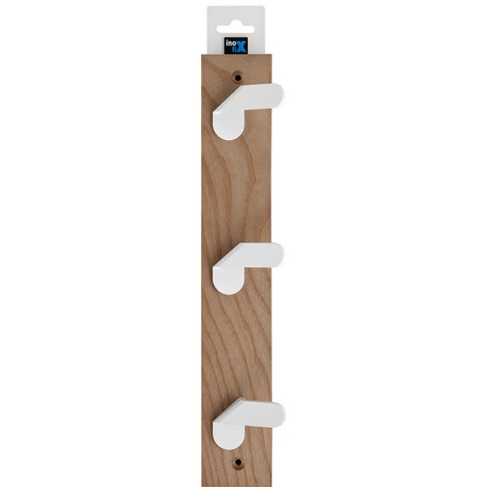 Inofix 3723-2 Κρεμάστρα Τριπλή 6,8x36x5,1εκ.Φυσικό Ξύλου- Λευκό