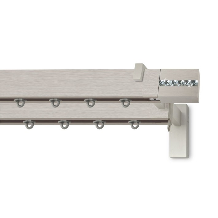 Κουρτινόξυλο Σιδηρόδρομος Elegant Strass K63 Νικελ Σατινέ 160cm Διπλό
