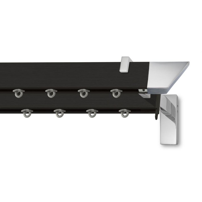 Κουρτινόξυλο Σιδηρόδρομος Elegant K64 Μαύρο Ματ - Χρώμιο 160cm Διπλό