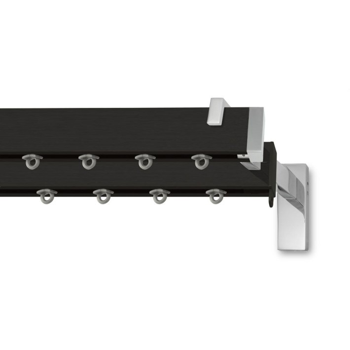 Κουρτινόξυλο Σιδηρόδρομος Elegant K65 Μαύρο Ματ - Χρώμιο 160cm Διπλό