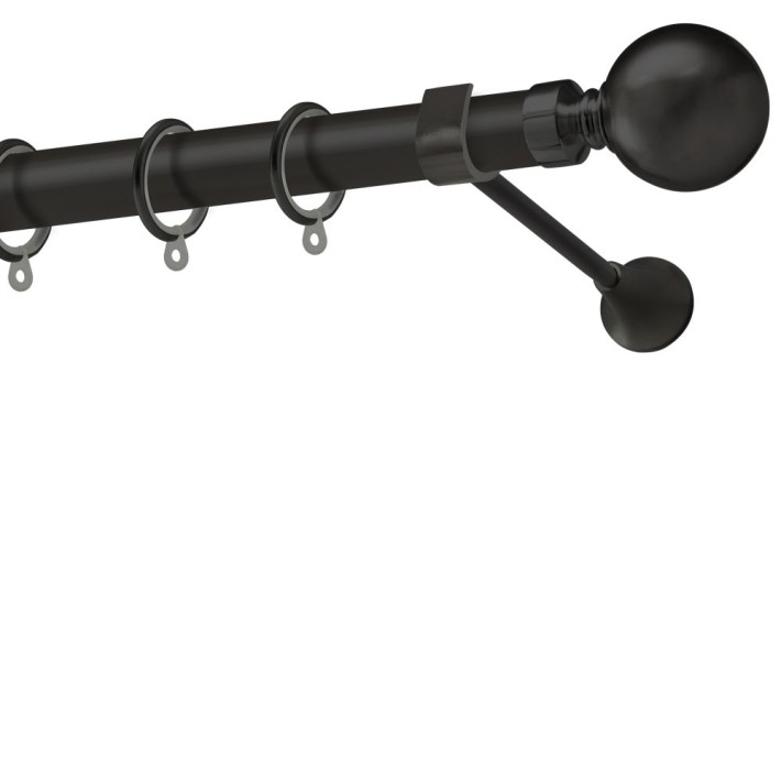 Κουρτινόξυλο Φ25 Economico Ρόδος Μαύρο Ματ - Perfect (160cm)