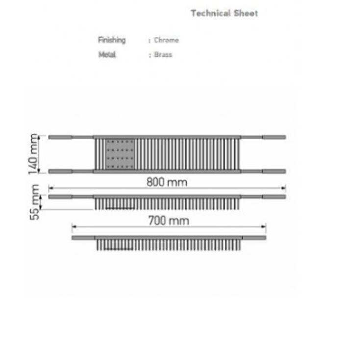 Γέφυρα Μπανιέρας Ρυθμιζόμενη Sanco 0151-A03 70-80x14x5,5εκ., Χρώμιο