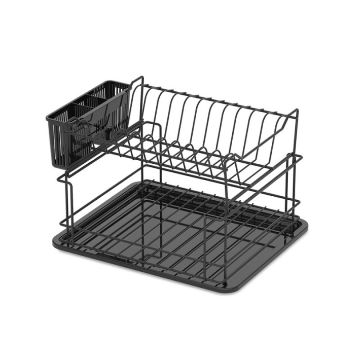 Πιατοθήκη Διώροφη 30x37x24 εκ., Μαύρη Ματ Teknotel KB010B