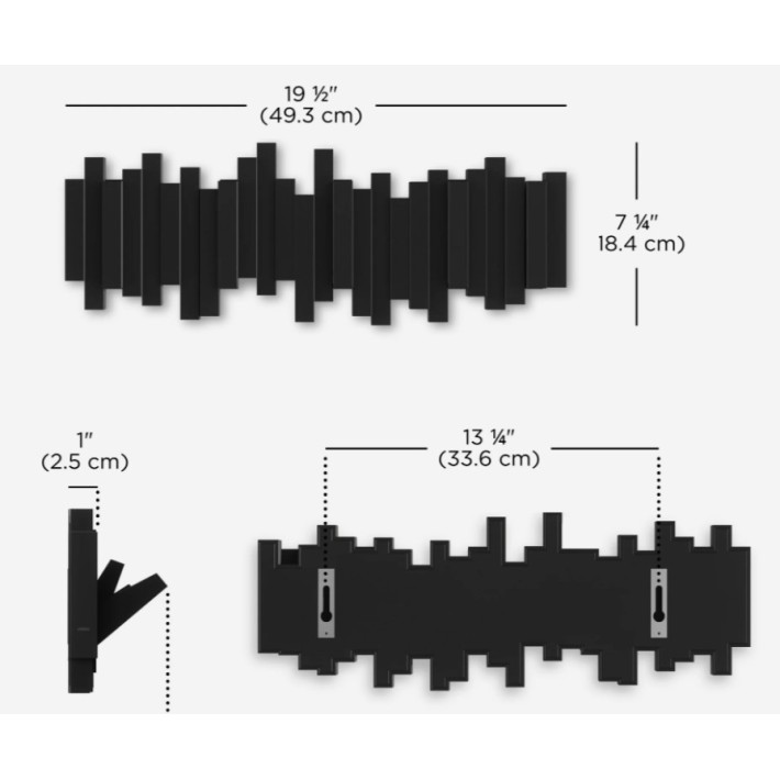 Umbra Sticks Κρεμάστρα 5 Θέσεων Μαύρη