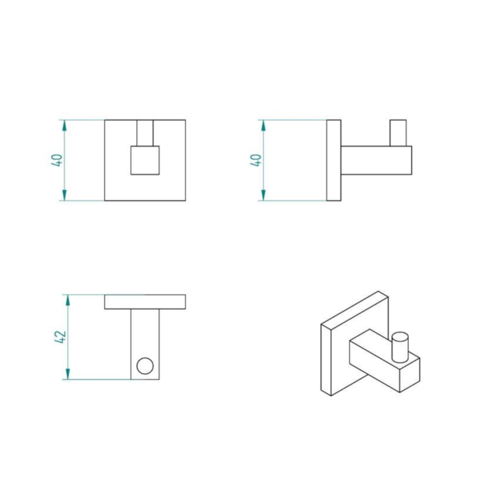 Verdi Άγκιστρο Μονό Cube 3070222 Χρώμιο