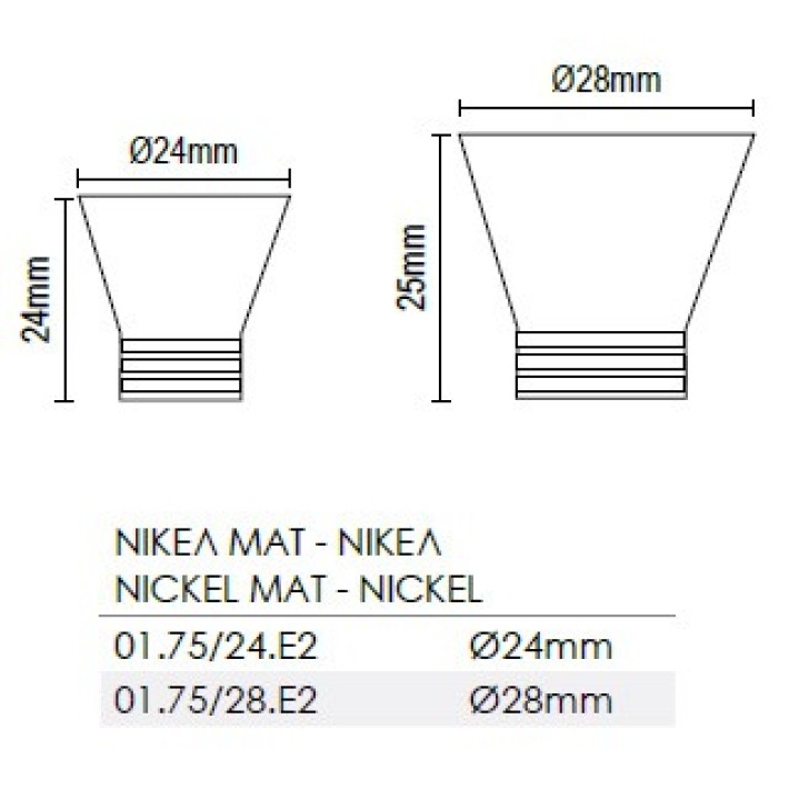 Πομολάκι 01.75 Viometale Νίκελ Ματ Χρώμιο Φ28mm                   