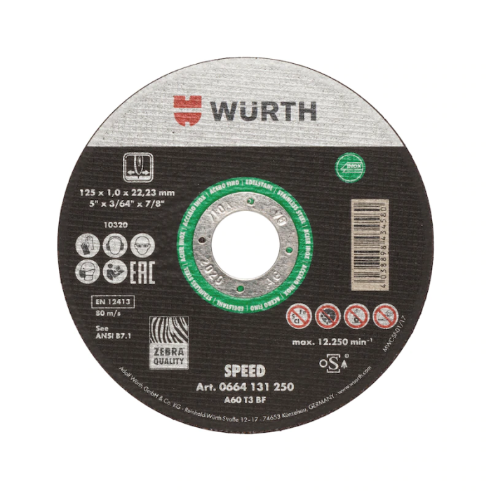 Würth 0664131801 Δίσκος Κοπής Inox SPEED PLUS Φ180Χ1,0ΜΜ