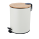 Eurocasa 2170 Μεταλλικός Κάδος 5lt με soft close και Bamboo 23x23x28εκ., Λευκός 