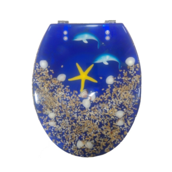 Eurocasa 140 Καπάκι Τουαλέτας Polyresin Universal 36x43εκ. Μπλε  Δελφίνια 