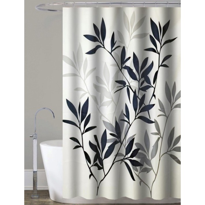 Frans Interior Design K11-20 Κουρτίνα Μπάνιου Υφασμάτινη 180x200 εκ., Φύλλα