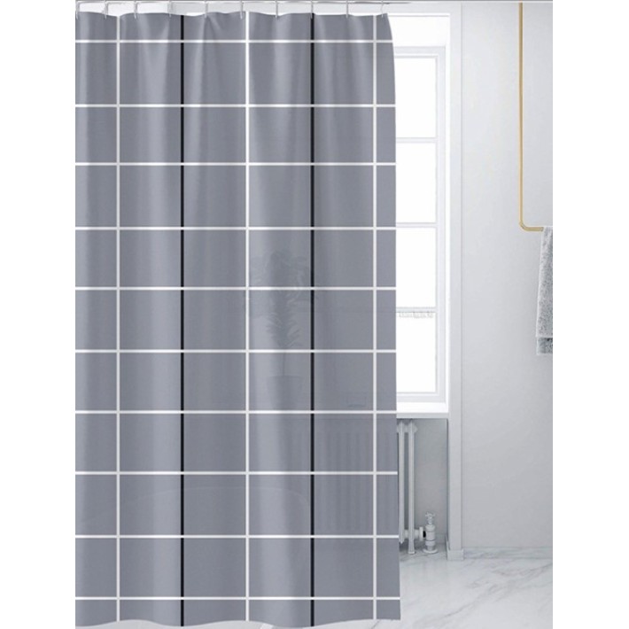 Frans Interior Design K14-20 Κουρτίνα Μπάνιου Υφασμάτινη 180x200 εκ., Γκρι