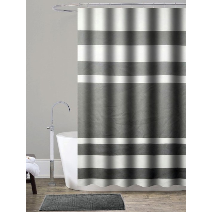 Frans Interior Design K30-20 Κουρτίνα Μπάνιου Υφασμάτινη 180x200 εκ., Λευκή Γκρι