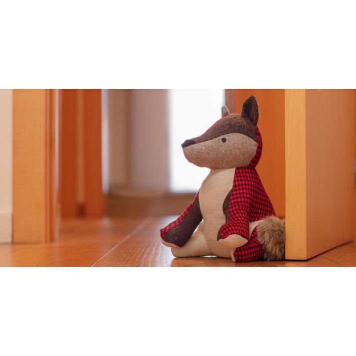 Inofix 3180-6 Υφασμάτινο Στοπ Πόρτας Αλεπού 27x17x27εκ., Καφέ Μπεζ Κόκκινο