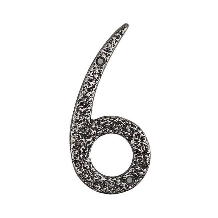 Roline 461 Πινακίδα με Αριθμό 6 από Αλουμίνιο Old Silver 100mm