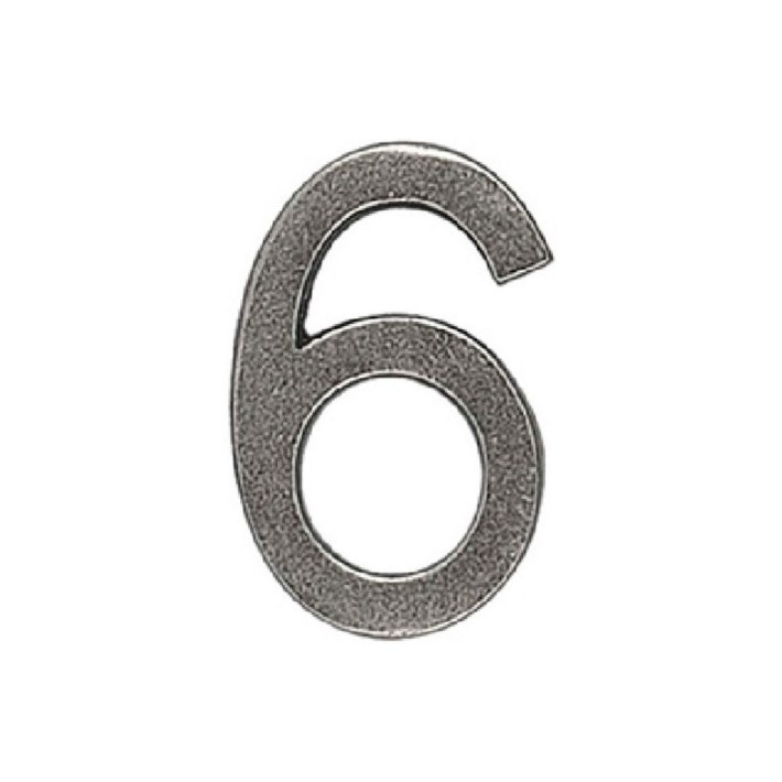 Roline 460 Πινακίδα με Αριθμό 6 από Ορείχαλκο Old Silver 55mm
